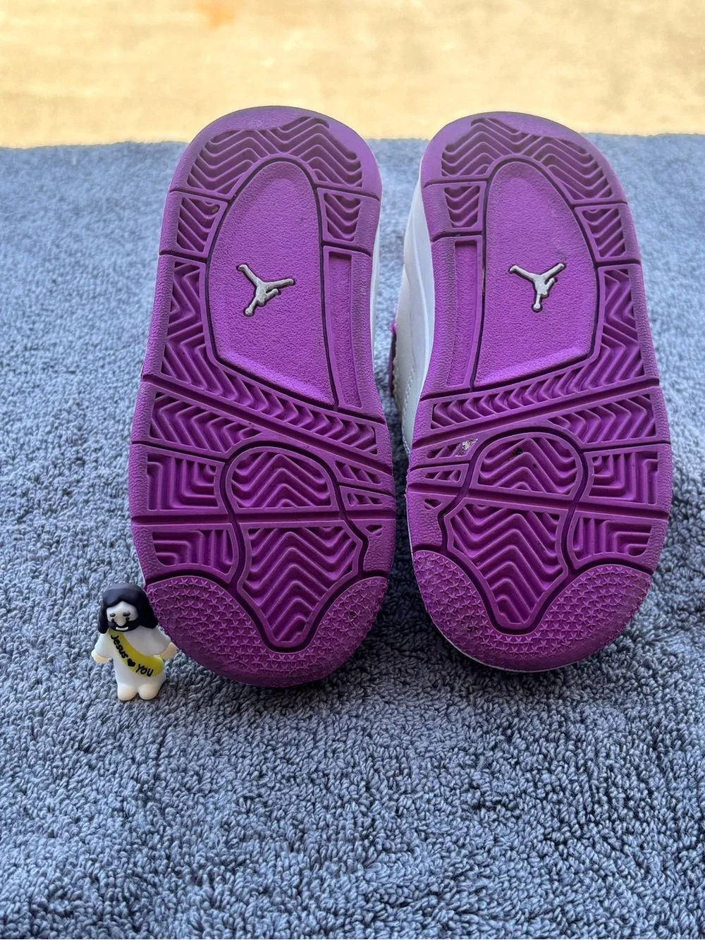 Jordan Kids White and Purple Low-Top Sneakers